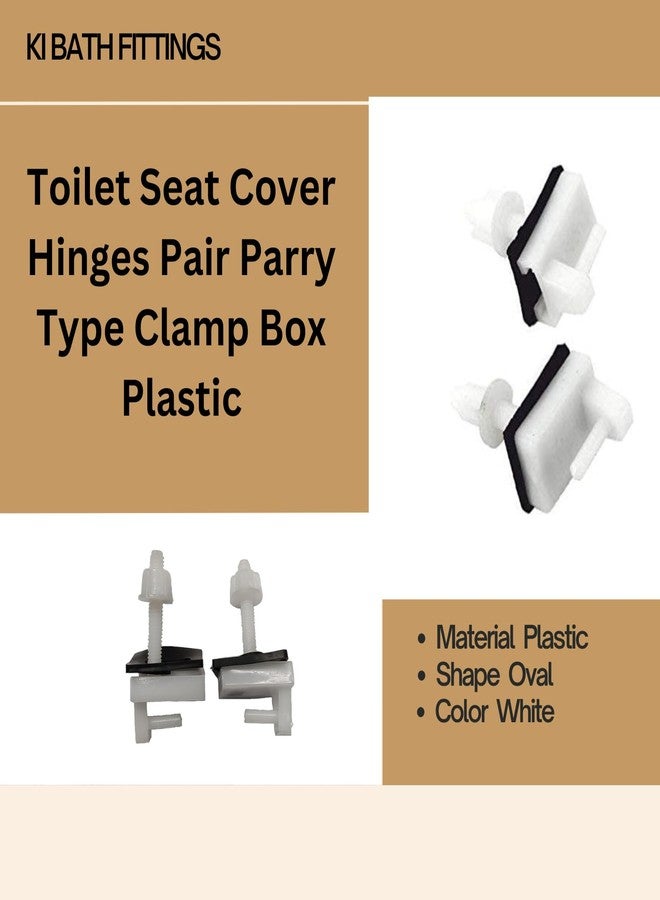 KI BATH FITTINGS مفصلات غطاء مقعد المرحاض من كيه آي، زوج من مفصلات غطاء مقعد المرحاض من نوع باري، صندوق تثبيت بلاستيكي (اللون: أبيض) - Image 5